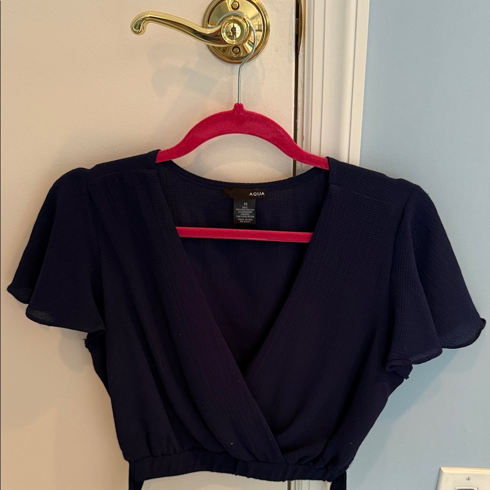 Aqua Navy Blue Women's Top